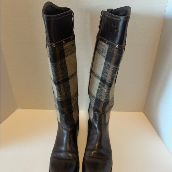 Tory Burch Colleen Wool Plaid Melton Tall Riding Boots - Picture 2 of 10